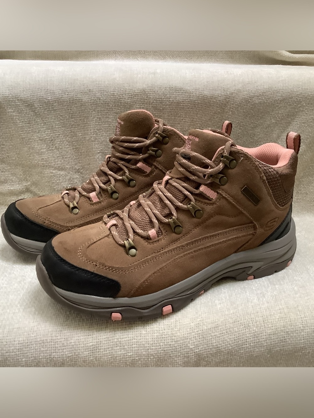 Skechers Trego Alpine Trail Waterproof Hiking Ankle Boots-Tan-Lace Up-9.5 M